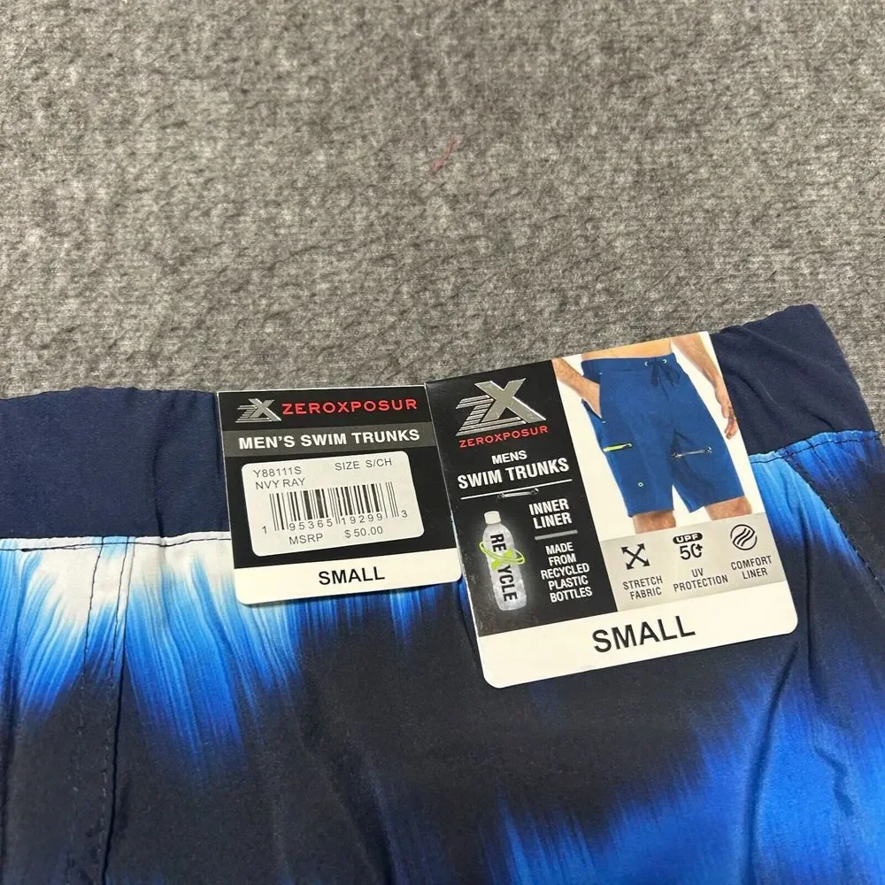 Zeroxposur Mens Swim‎ Trunks Small Shorts Blue Bathing Suit Bottoms Tie Dye